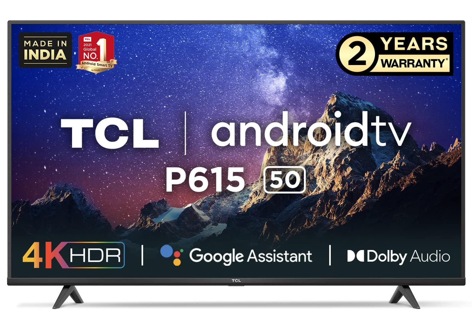 TCL 126 cm (50 inches) 4K Ultra HD Certified Android Smart LED TV 50P615 (Black)