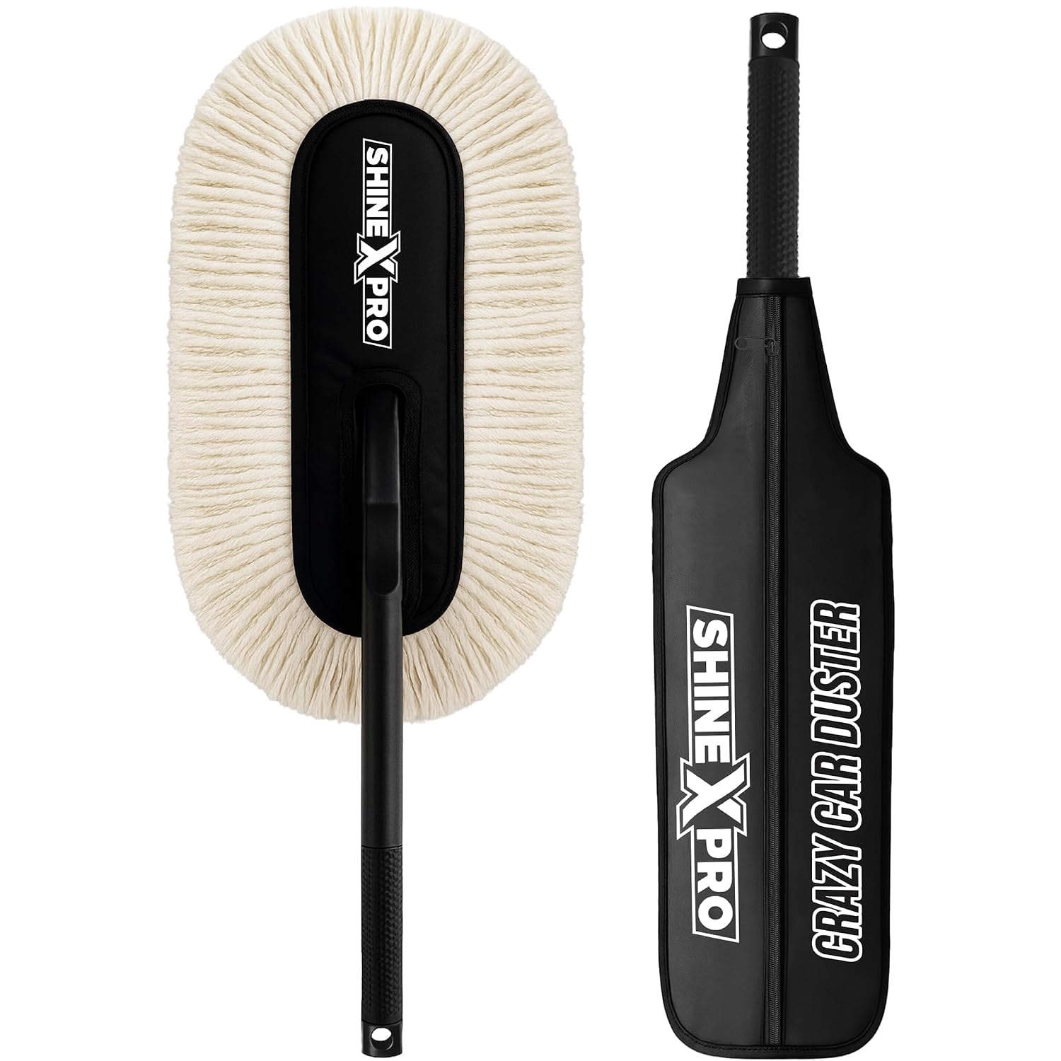 ShineXPro Car Duster - Lint-Free & Scratch-Free Car Cleaner Brush with Long Handle - Car Dust Cleaner features Paraffin Wax…