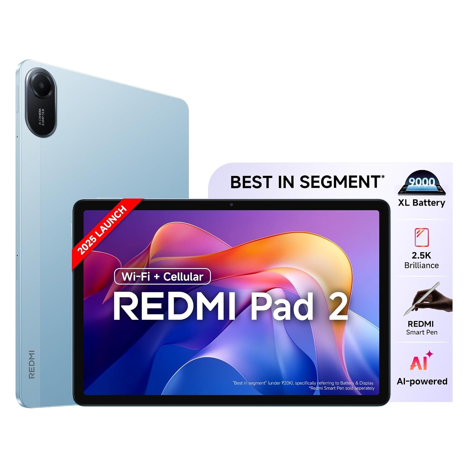 Sky Blue Redmi Pad 2 with a 6GB RAM and 4G listing
