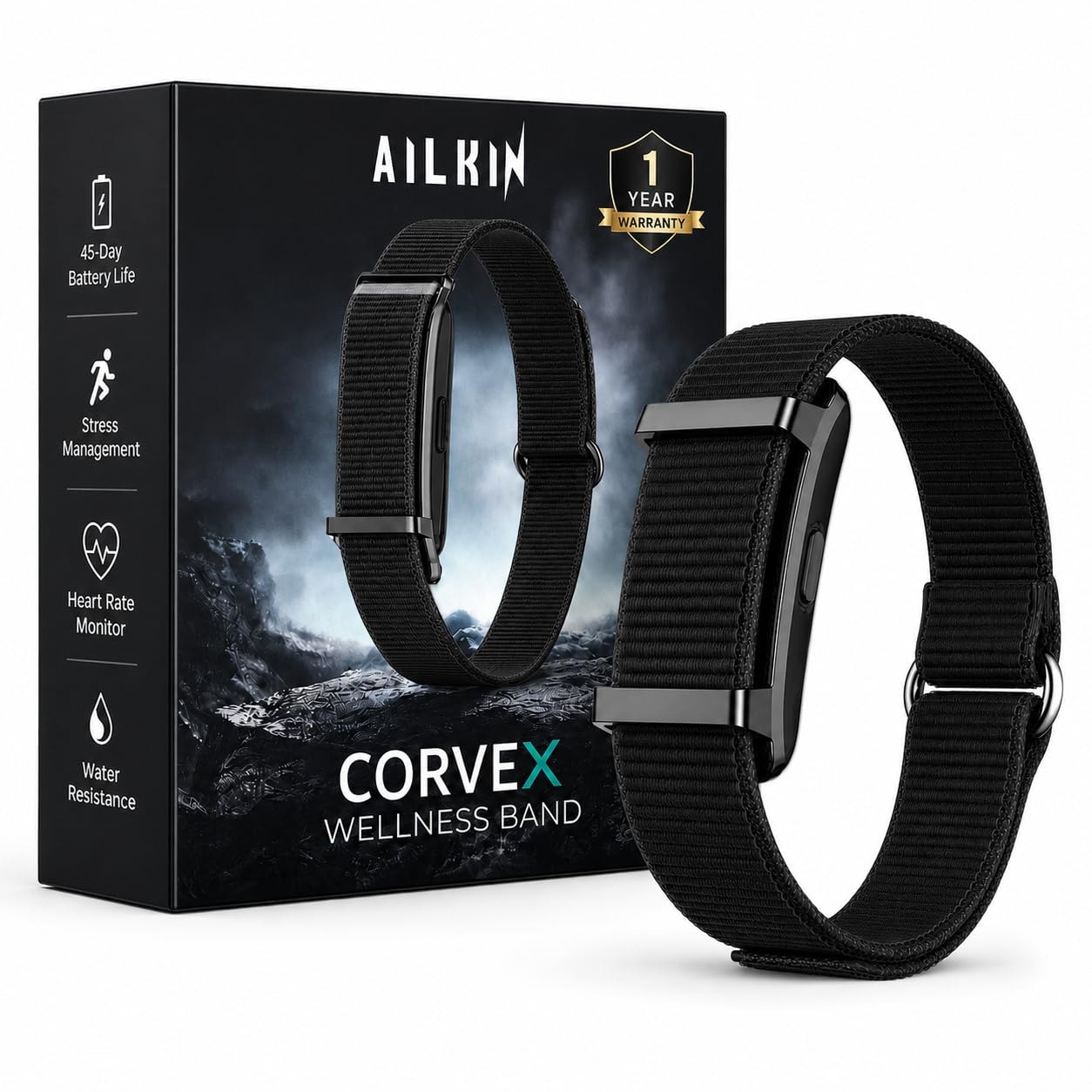 AILKIN Corvex Smart Fitness Band with 45 Days Battery Life Tracker Pro
