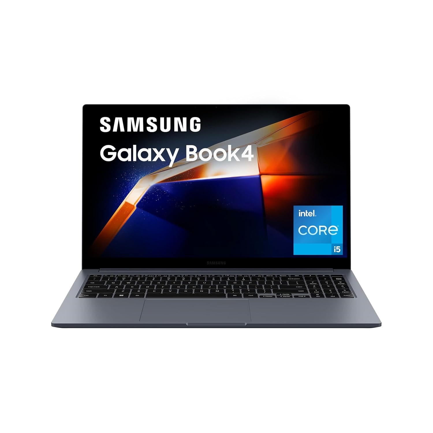Samsung Galaxy Book4 gray laptop with a 15.6-inch screen