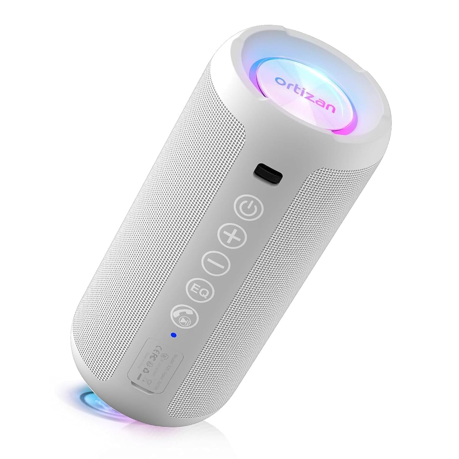 Ortizan Portable Bluetooth Speaker, IPX7 Waterproof, Wireless, Big Sound and Deep Bass, 24W Stereo, TWS Pairing, 30Hrs Playtime, Bluetooth 5.3, RGB Lights, for Home/Party/Outdoor/Beach (X10_White)