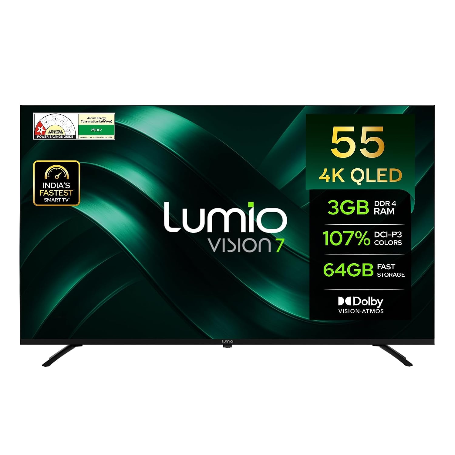 Lumio Vision 7 2026 139 cm (55 inches) 4K Ultra-HD Smart QLED Google TV FTW3-ADSJ