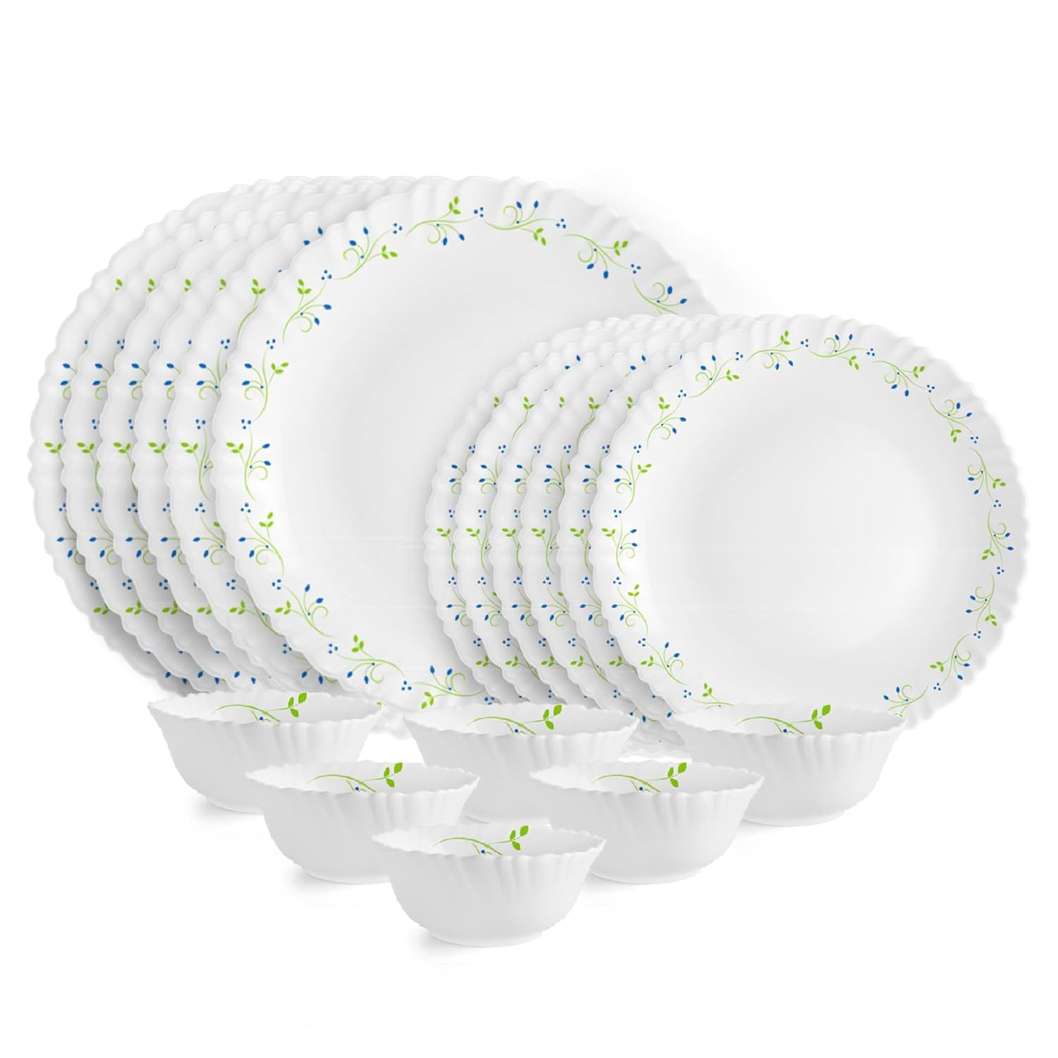 CELLO Tropical Lagoon Dazzle Series Opalware Dinner Set of 18 Pieces For Family of 6 | Bone-Ash Free & Leadfree Opal Glass,…
