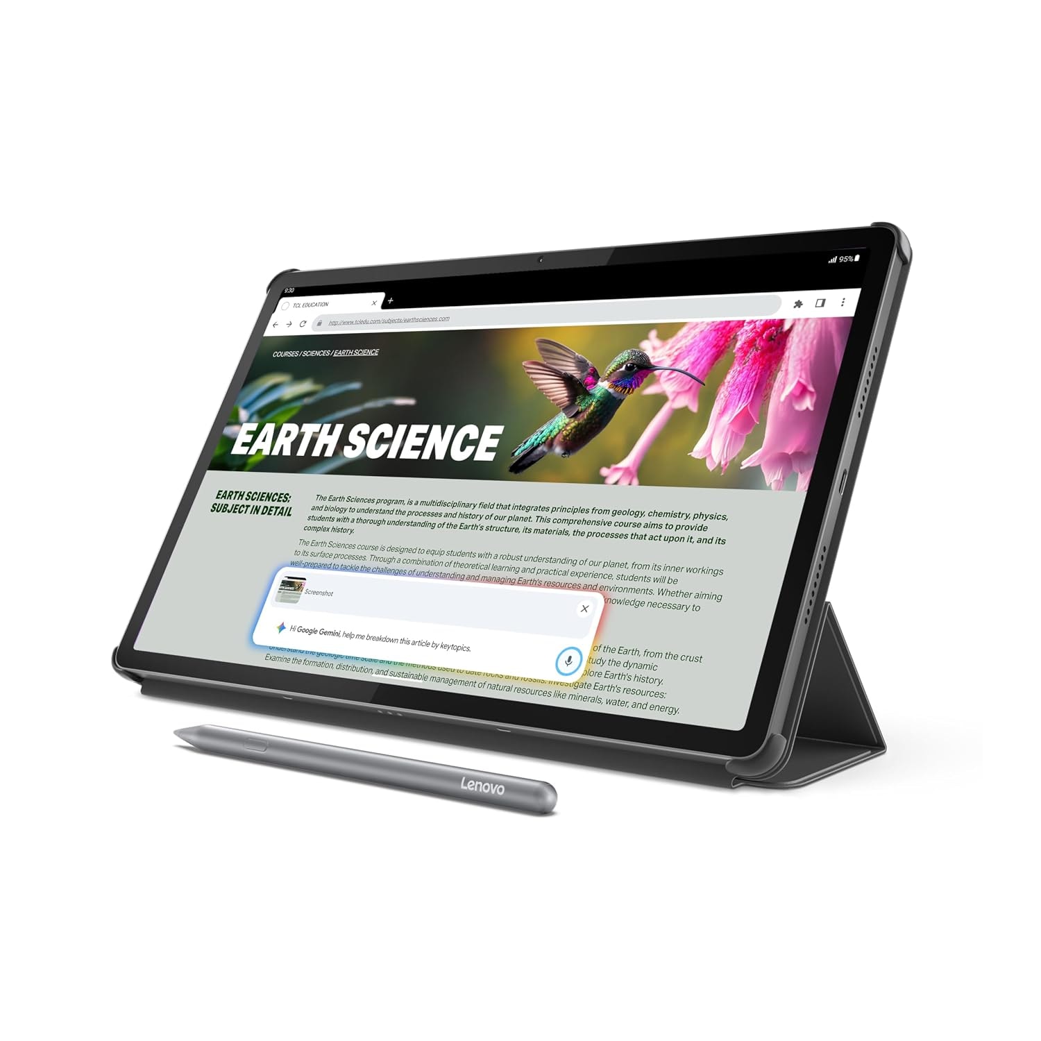 Lenovo Idea Tab Pro with Google Gemini - Student Tablet - 12.7” 3K LCD Display - 8 GB Memory - 128 GB Storage - MediaTek Dimensity 8300 - Includes Pen and Folio Case