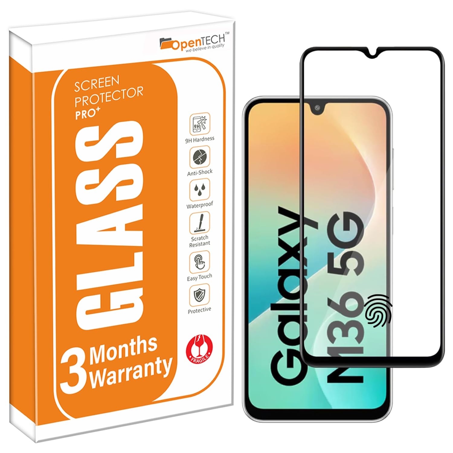 OpenTech® Military-Grade Tempered Glass Screen Protector Compatible for Samsung Galaxy M36 5G / Samsung Galaxy F36 5G with …