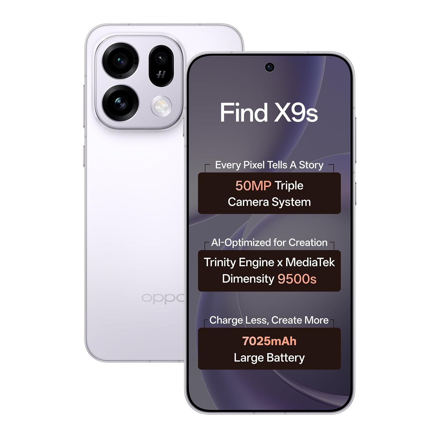 OPPO Find X9s 5G (Lavender Sky, 12GB, 512GB) | Hasselblad 50MP Triple Camera | 120× Super Zoom | MediaTek Dimensity 9500s | 7025mAh 80W SUPERVOOC | ColorOS 16