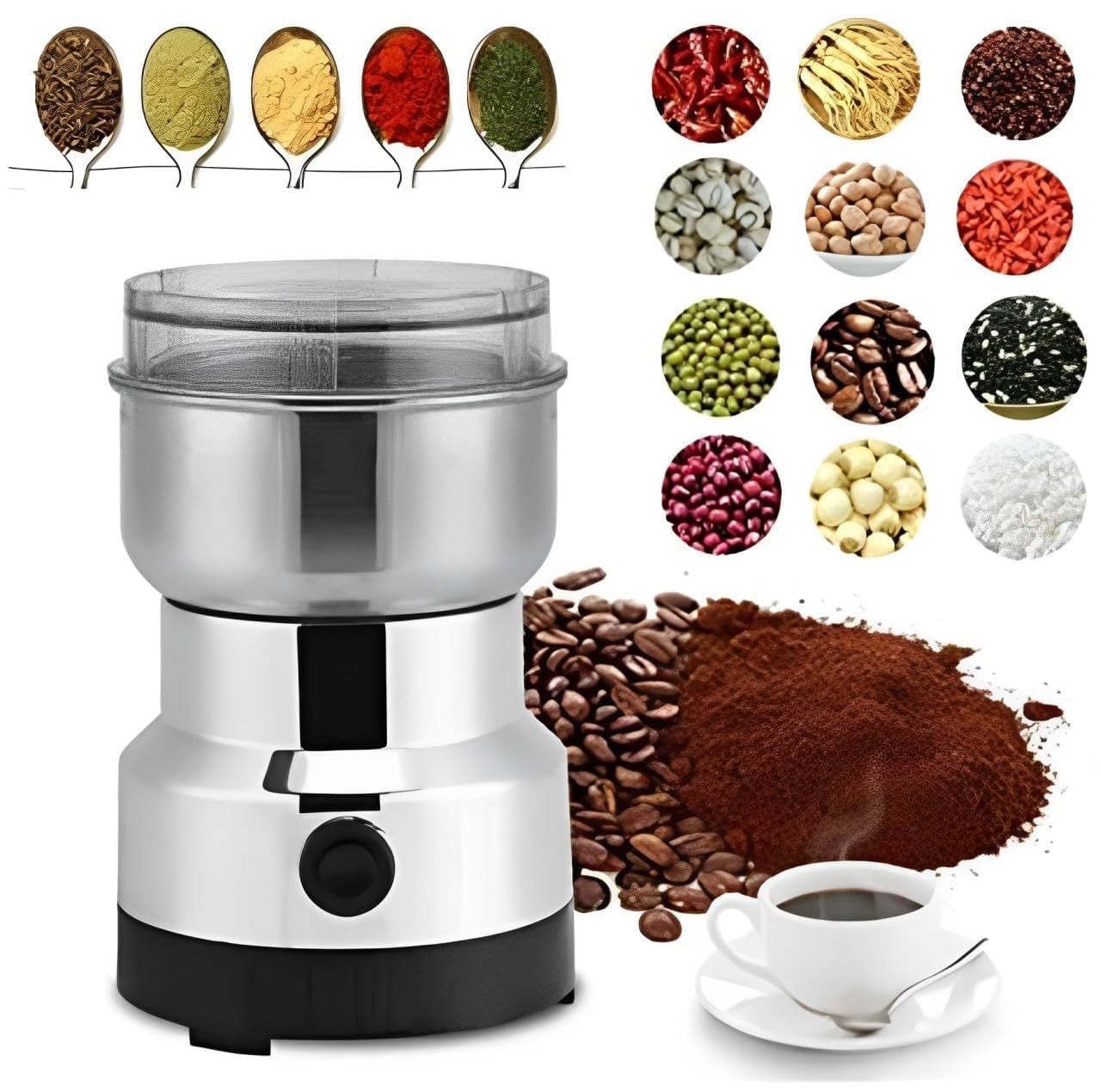 Wowfit Nima Grinder Electric Coffee Grinder, Mini Grinder Machine for Kitchen, Coffee Bean Grinder Electric, Mini Mixer Grinder Electric, Chutney Grinder, Masala Mixer Grinder Small, Mixer for Home
