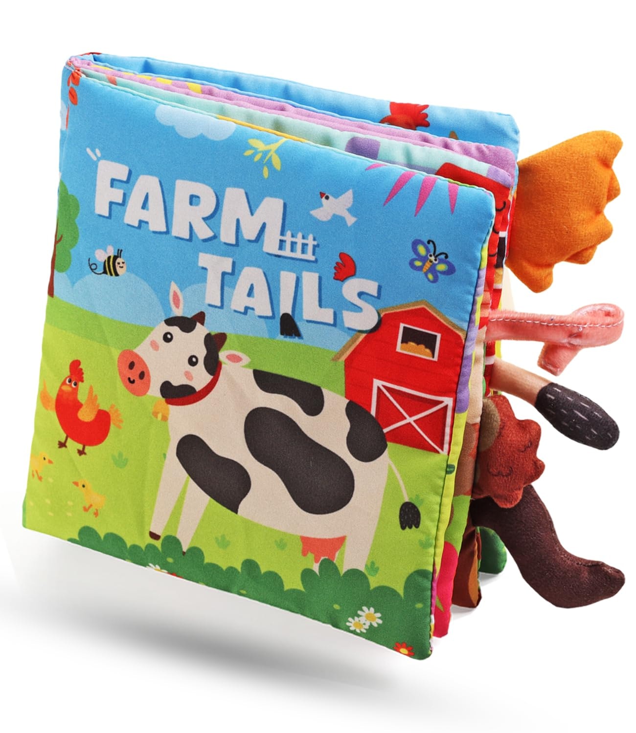 FIRSTCRY INTELLIBABY Premium Farm Tails Sensory Cloth Book for Babies – Washable No-Mess Touch & Feel Book with Crinkle Sou…
