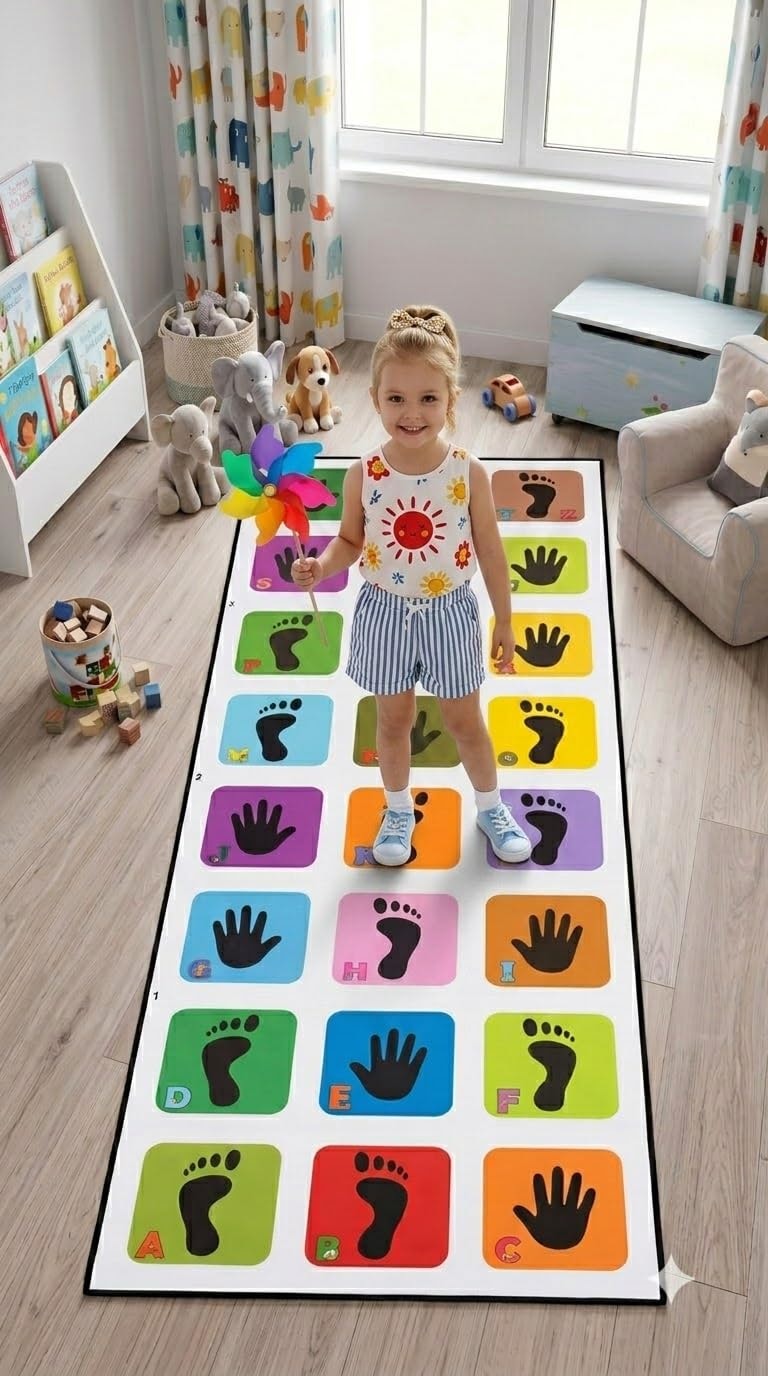 Webring Hopscotch Mat for Kids & Family | Large 40 x 108 Inch Indoor Outdoor Game Mat | Kith-Kith, Langdi, Chalk & Active P…