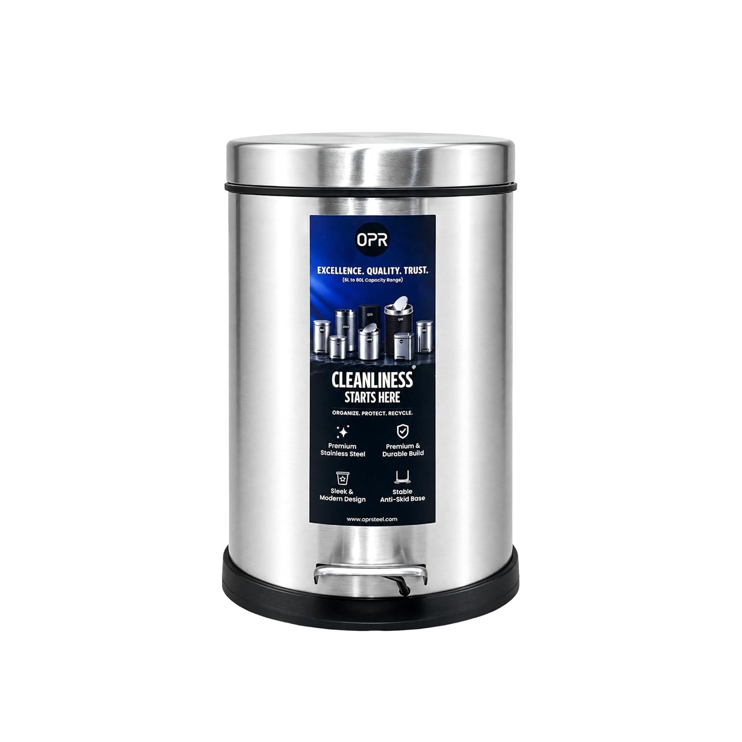 OPR Stainless Steel 5 Litre (7 x 11 Inch) Pedal Dustbin, Silver Covered Garbage Bin with Foot Pedal and Plastic Bucket for …