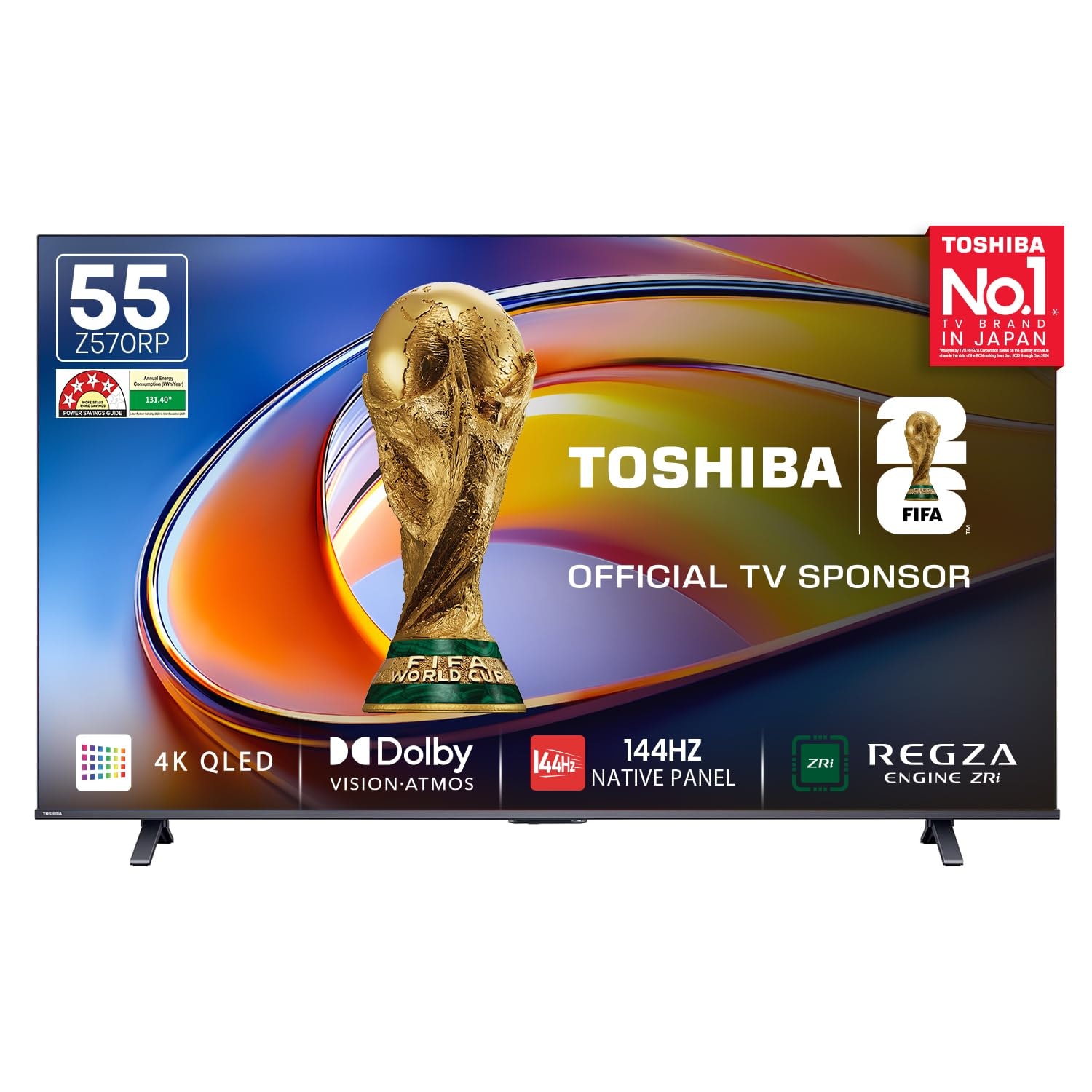 Toshiba 139 cm (55 Inches) 4K Ultra HD Smart QLED TV | Dolby Vision Atmos, HDR10+ | 144 Hz Panel | 24W Powerful Speaker | REGZA Engine ZRi | Voice Control | VIDAA OS | 55Z570RP (Black) (55Z570RP)