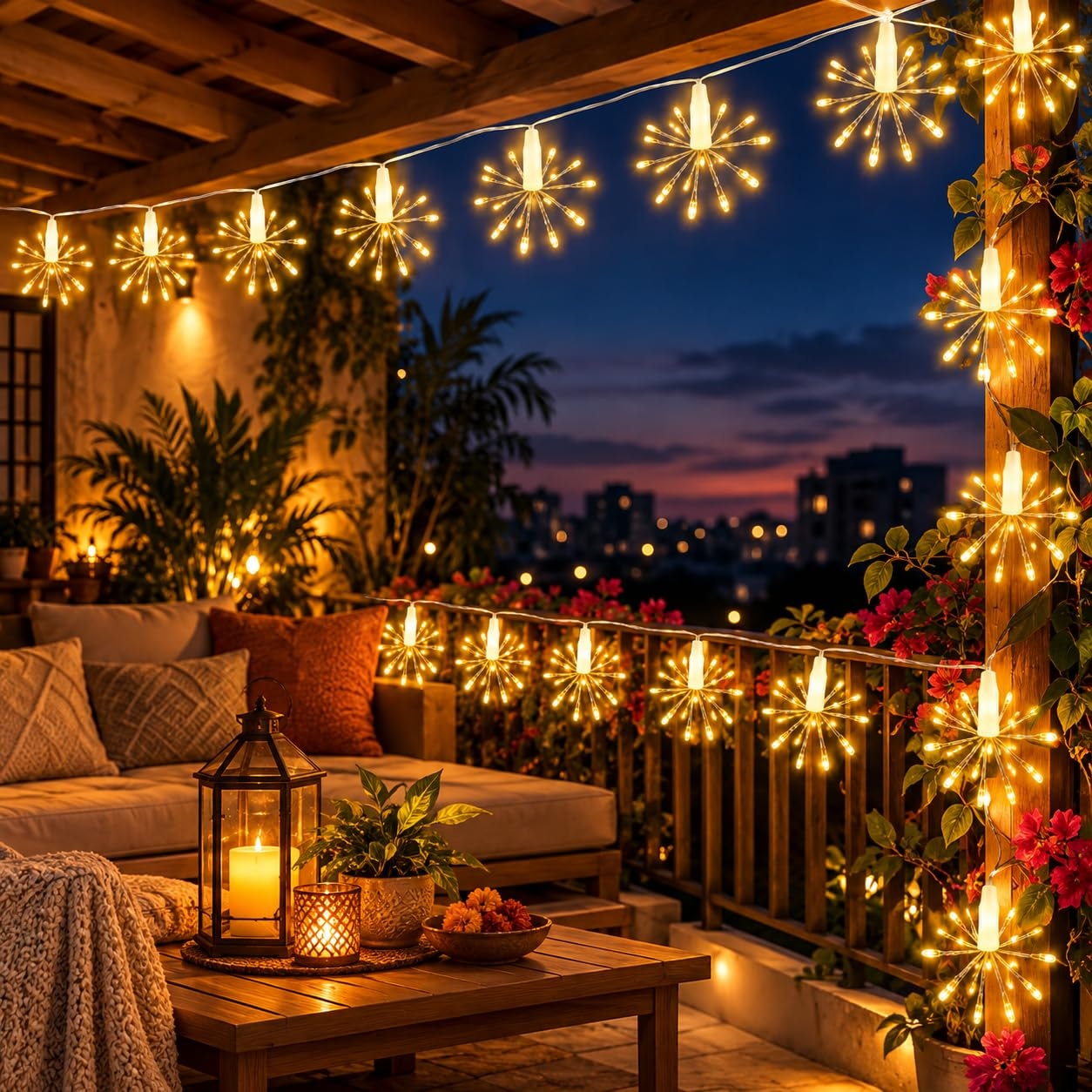 One94Store 12 Starburst Sparkle LED String Lights, USB Powered Warm White Decorative Fairy Lights for Diwali, Christmas, We…