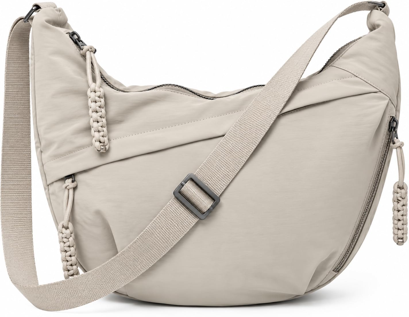 Lyrovo Travel Crossbody Crescent Bags for Women Over Shoulder Purse with Zipper Half Moon Sling Bag & Waist Bag Unisex Chest Bag
