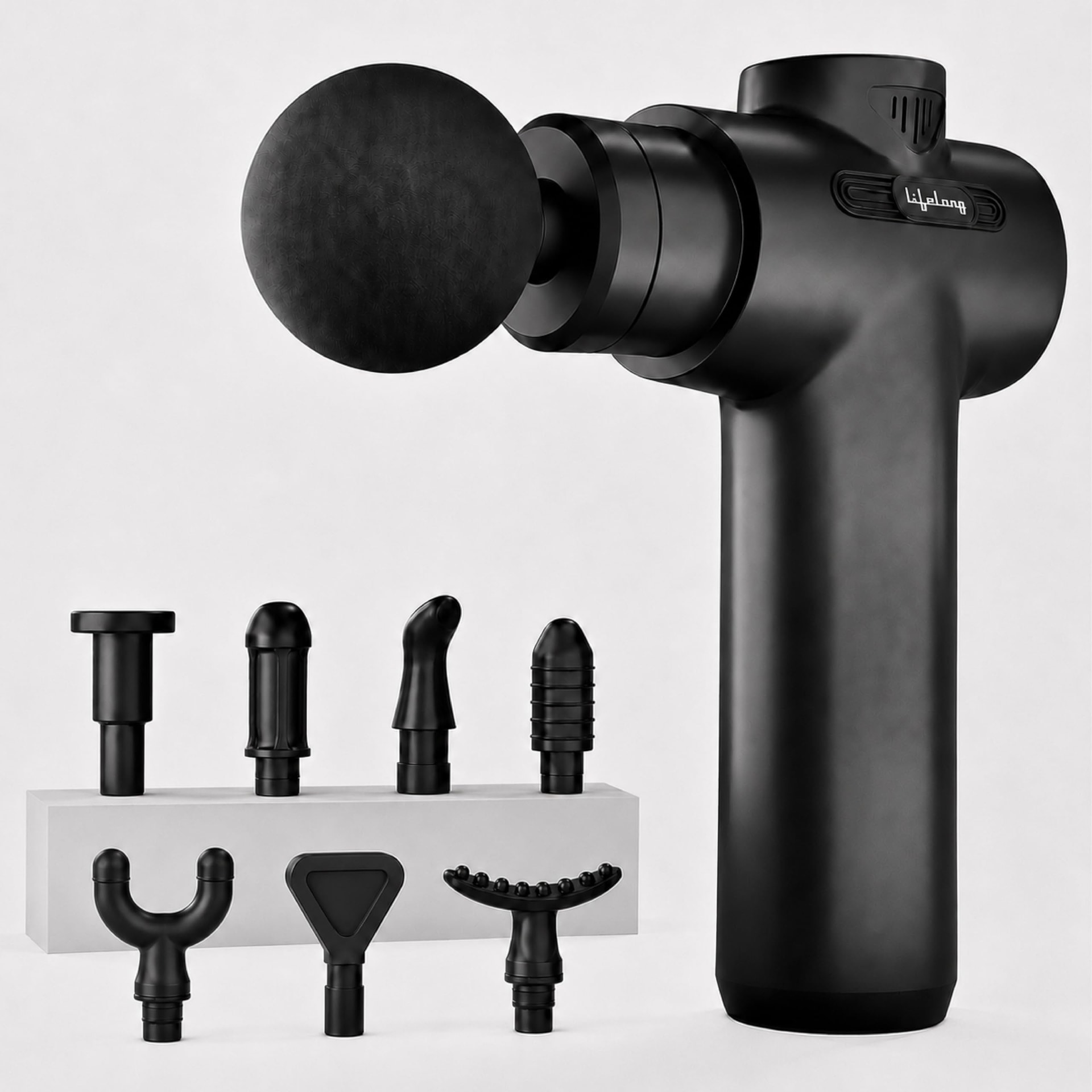 Lifelong LLGM109 Percussion Massage Gun for Pain Relief, Deep Tissue, 6 Speeds & 8 Massage Heads, Cordless, Quiet Operation for Neck, Should
