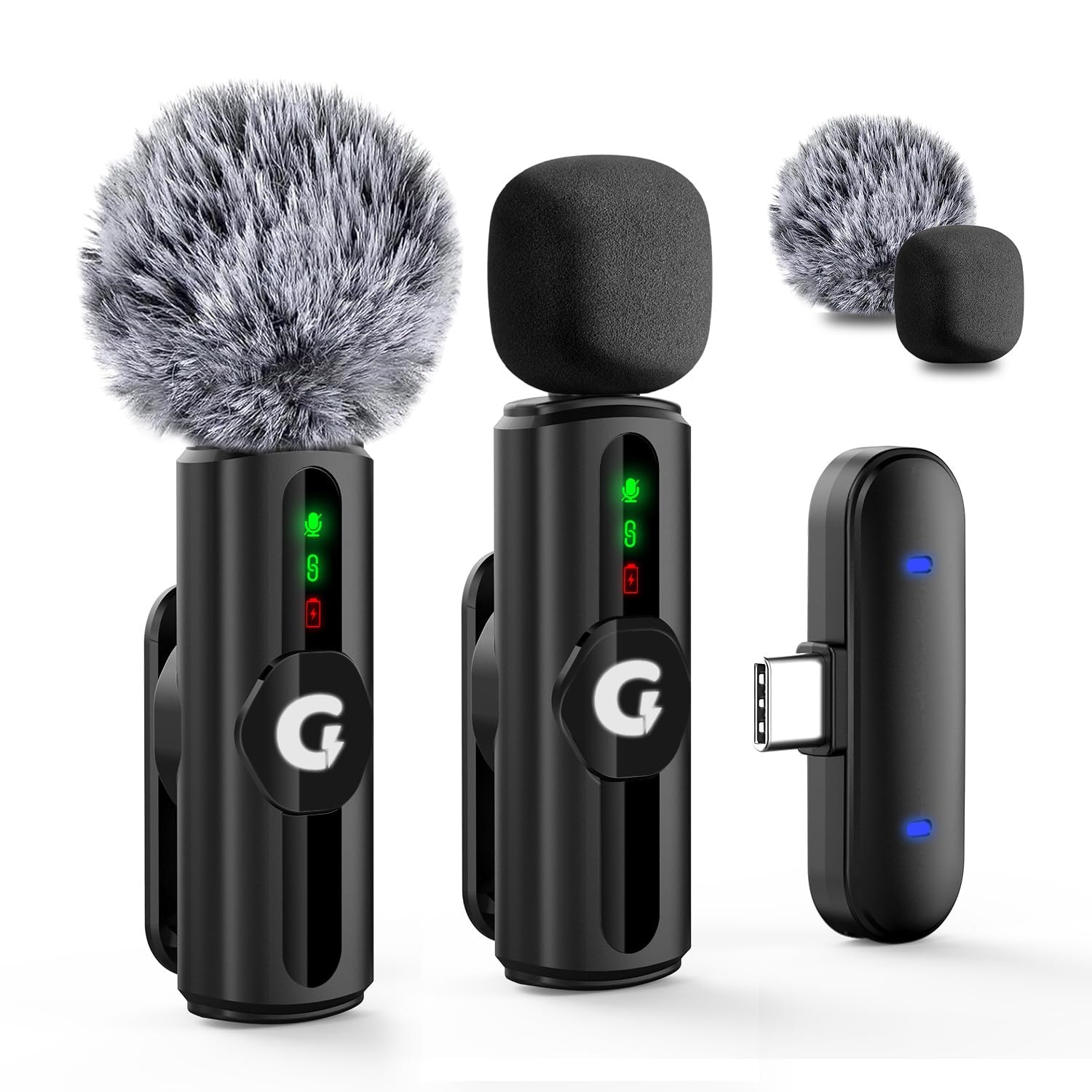 GRENARO Mic for YouTube Wireless, 3-Level Adjustable Noise Reduction Mic Wireless,S12 Wireless Microphone for Youtubers with LED Indicator L