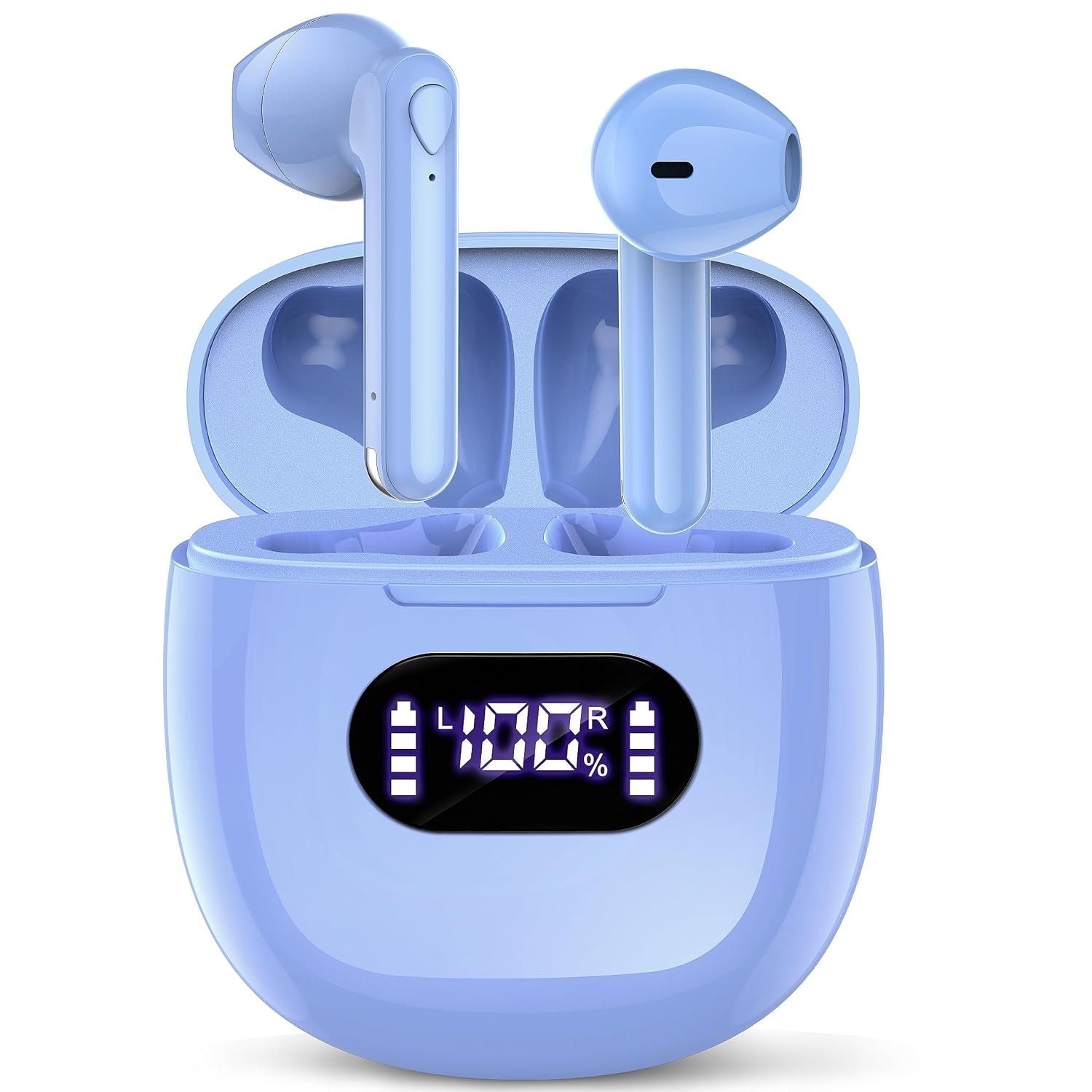 Wireless Earbuds Bluetooth 5.3 Headphones, 48H Long Battery Life LED Power Display Ear Buds, IPX7 Waterproof HiFi Stereo Bass with Built-in Mic for Home Office Sports Earphones