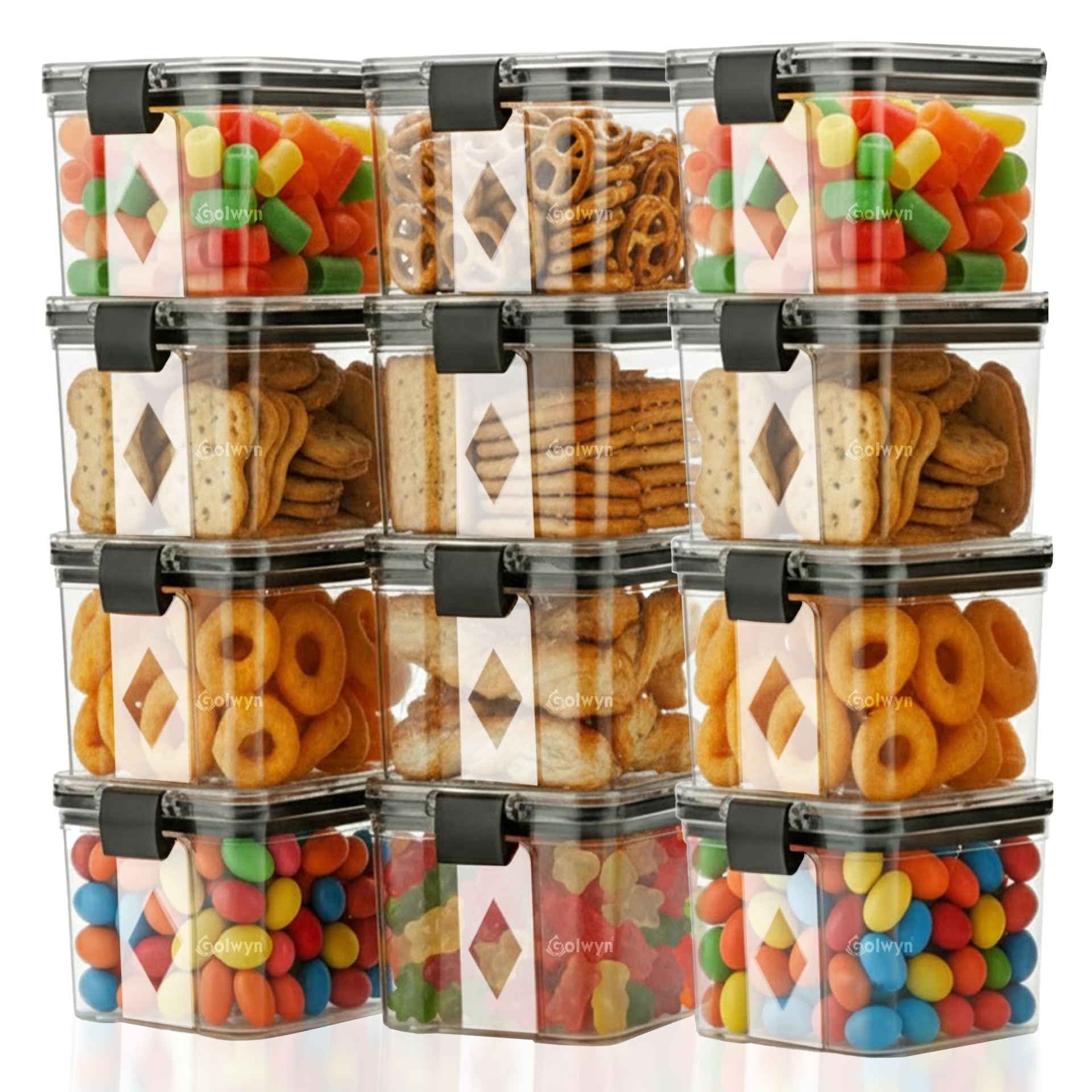 GOLWYN KITCHEN STORAGE CONTAINER SET AIR TIGHT (500 ML SET OF 12), PLASTIC