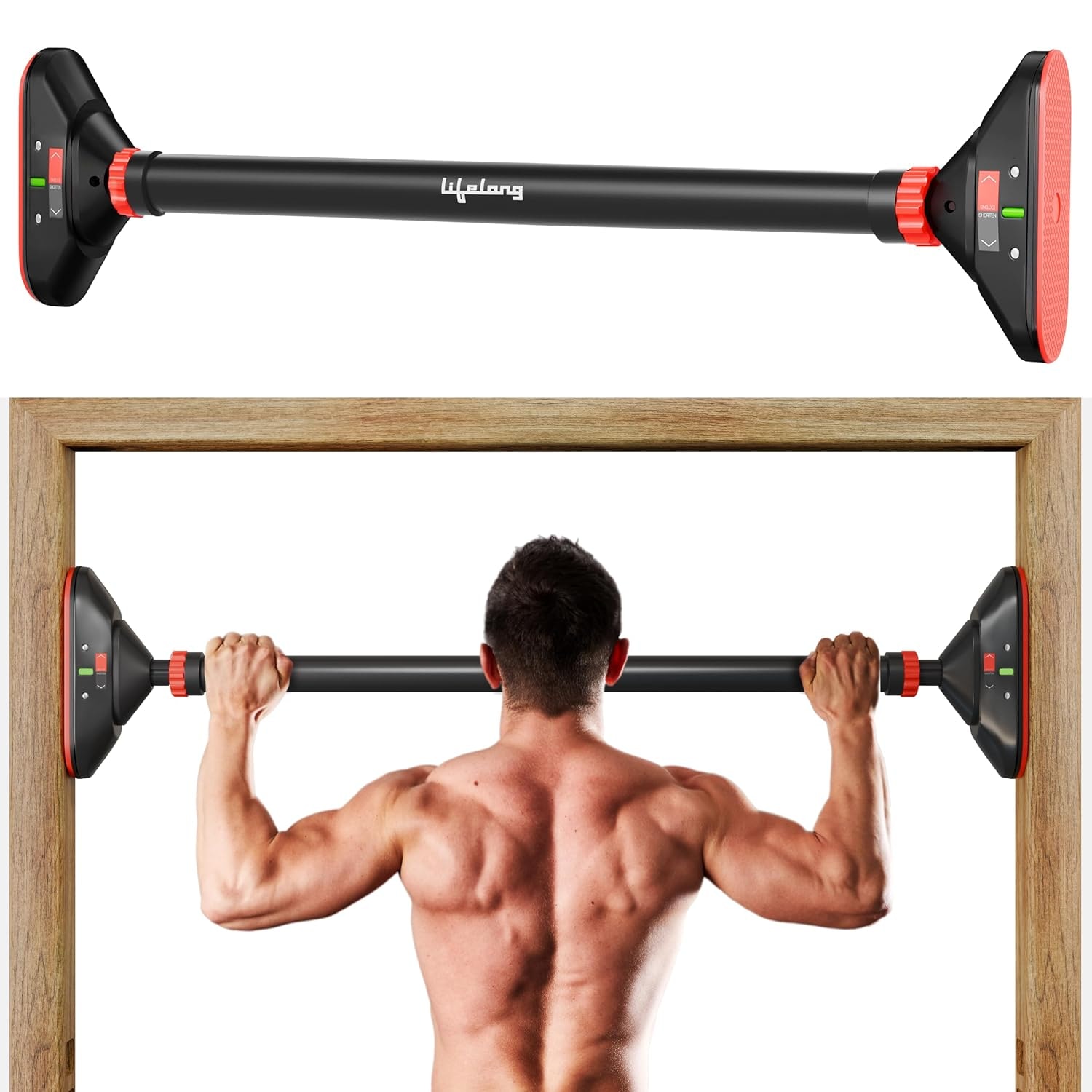 Lifelong Adjustable Pull-Up Bar for Home Gym | No Screws Hanging Bar, Adjustable Length (74-97cm), Doorway Chin-Up Bar, Gym…