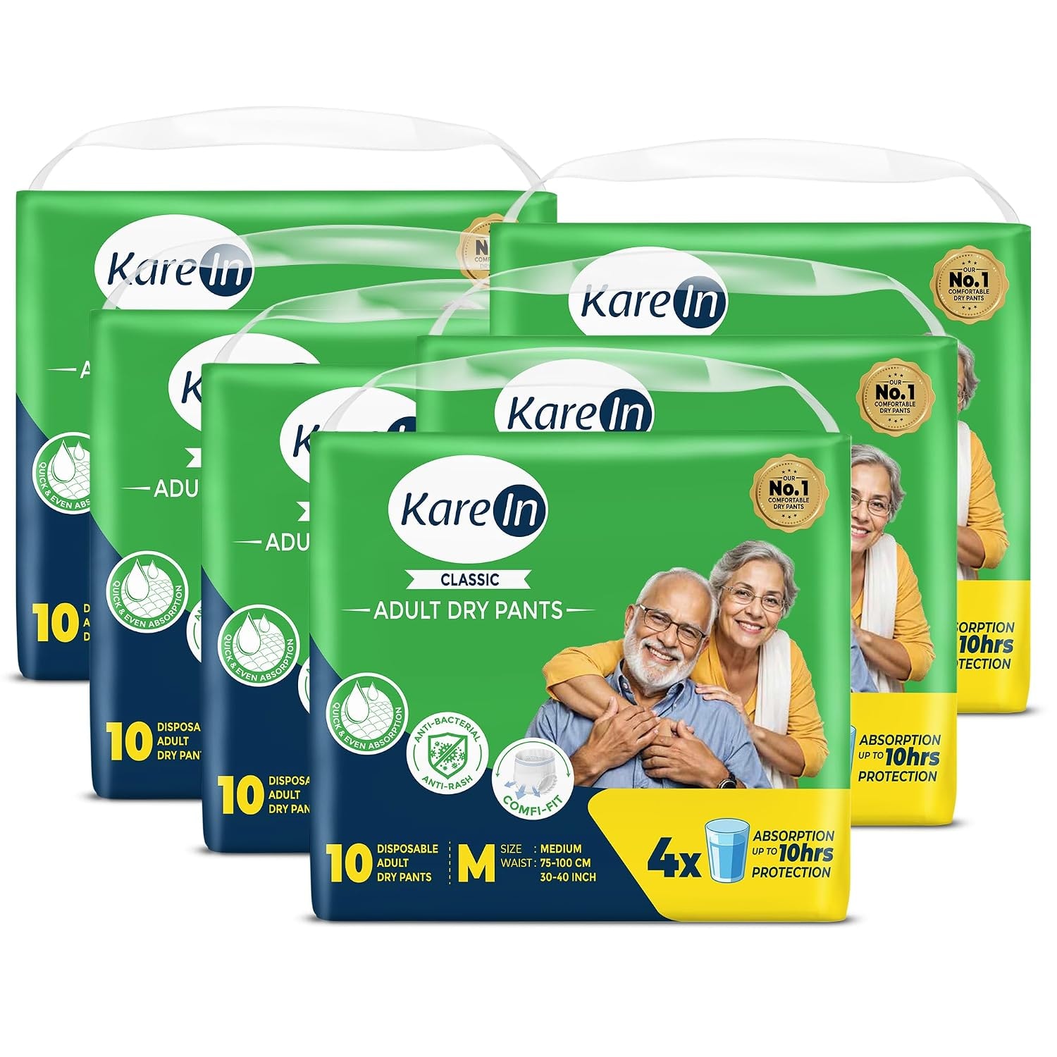 Karein Classic Adult Diaper Pant M Size, Medium, Waist (75-100 cm 30'-40'), 60 Unit, Long Protection Hour, Unisex, Quick & …