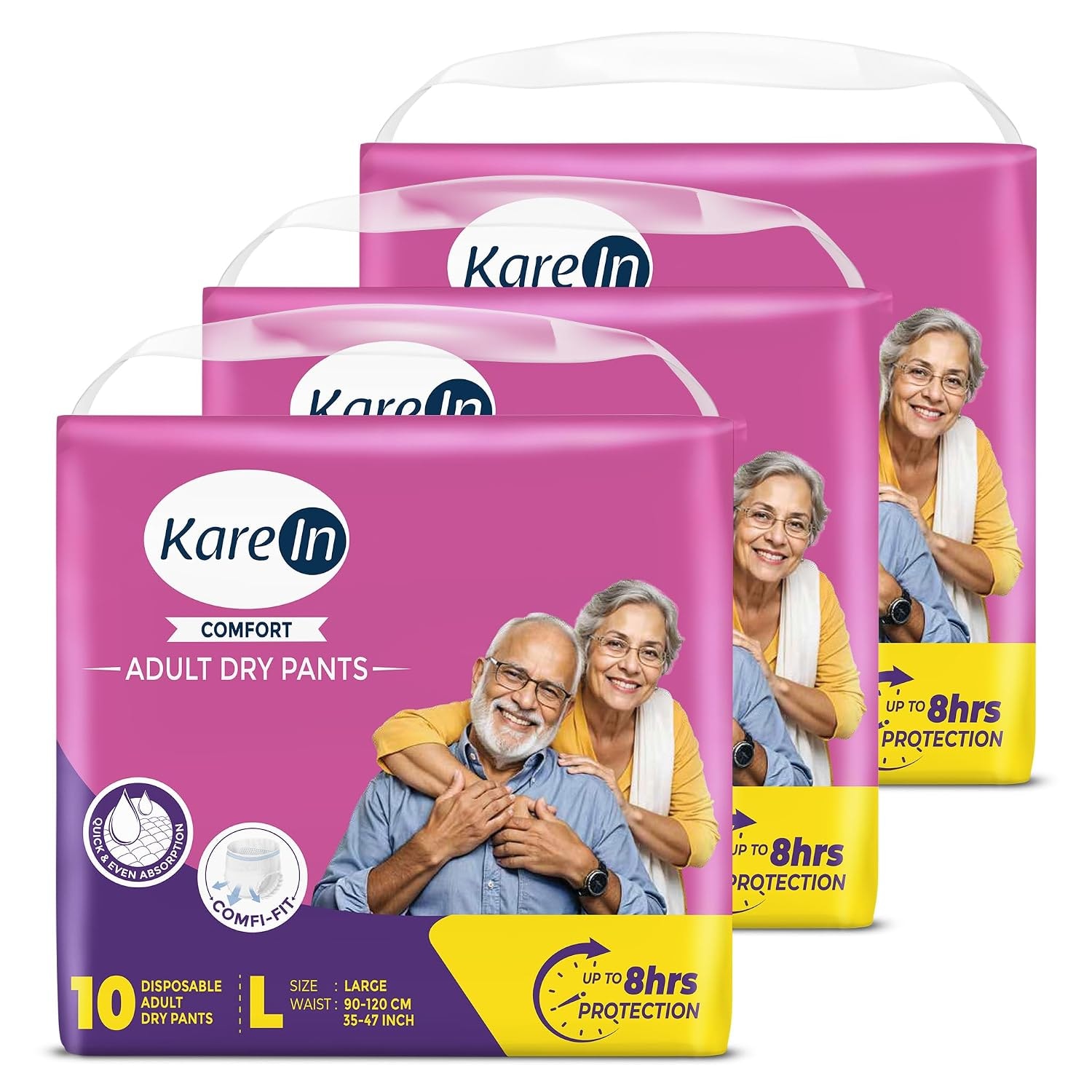 Karein Comfort Adult Diaper Pant L Size, Large, Waist (90-120 cm 35"-47"), 30 Unit, Long Protection Hour, Unisex, Quick & E…