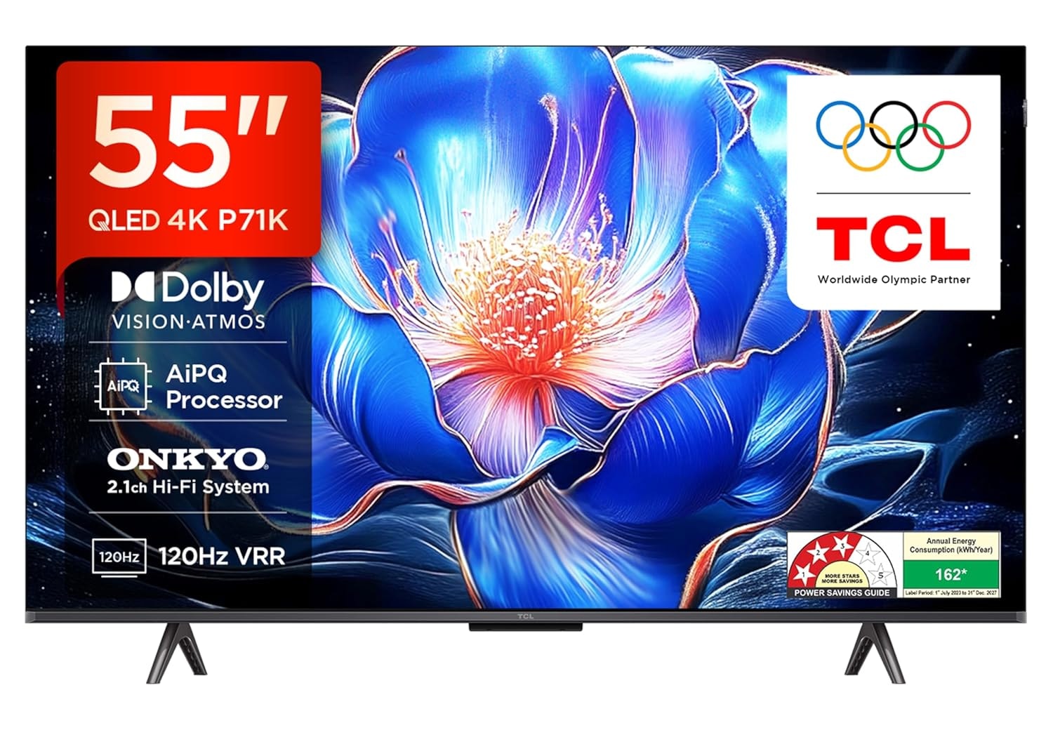 TCL 139 cm (55 inches) 4K Ultra HD Smart QLED Google TV | 120 Hz VRR | HDR 10+ | 35W Onkyo 2.1 | Dolby Vision & Atmos | 55P71K
