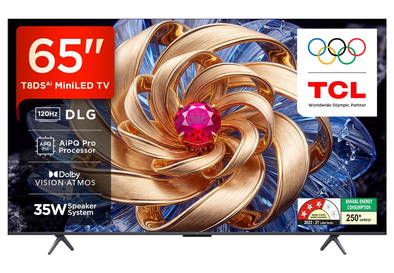 TCL 164 cm (65 Inches) 4K UHD Smart Mini LED Google TV | QD-Mini LED Technology | 120Hz DLG | 35W Onkyo 2.1ch | 65T8DS
