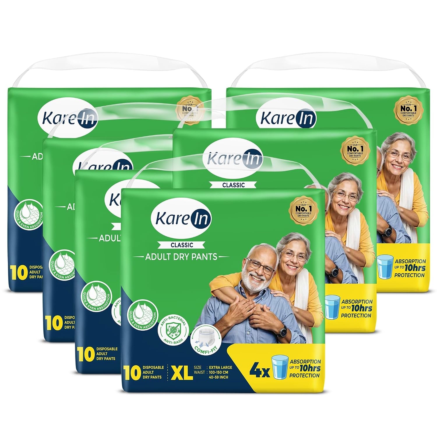 Karein Classic Adult Diaper Pant XL Size, Extra Large, Waist (100-150 cm 40'-59'), 60 Unit, Long Protection Hour, Unisex, Q…
