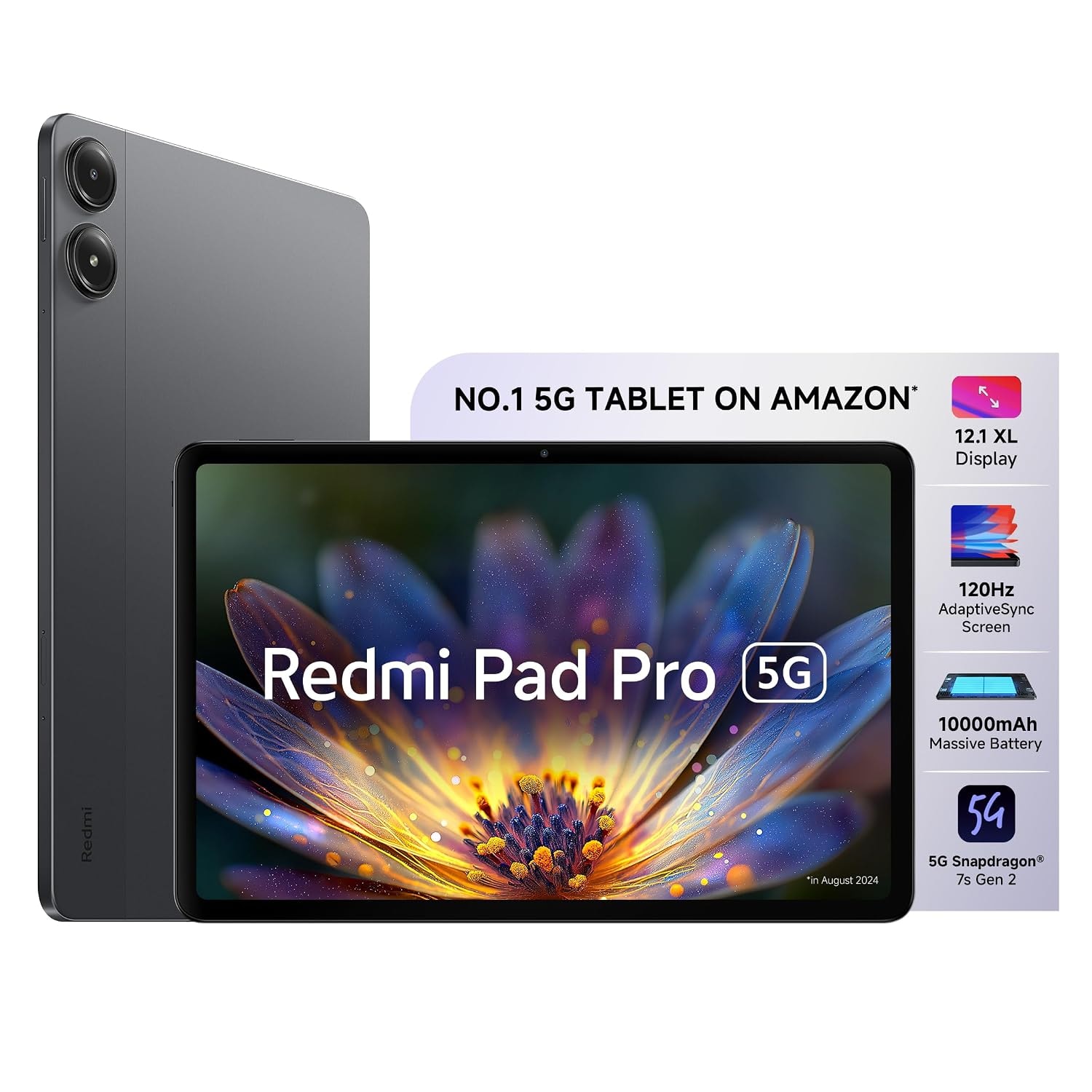 Graphite Grey Redmi Pad Pro 5G with a 12.1-inch screen