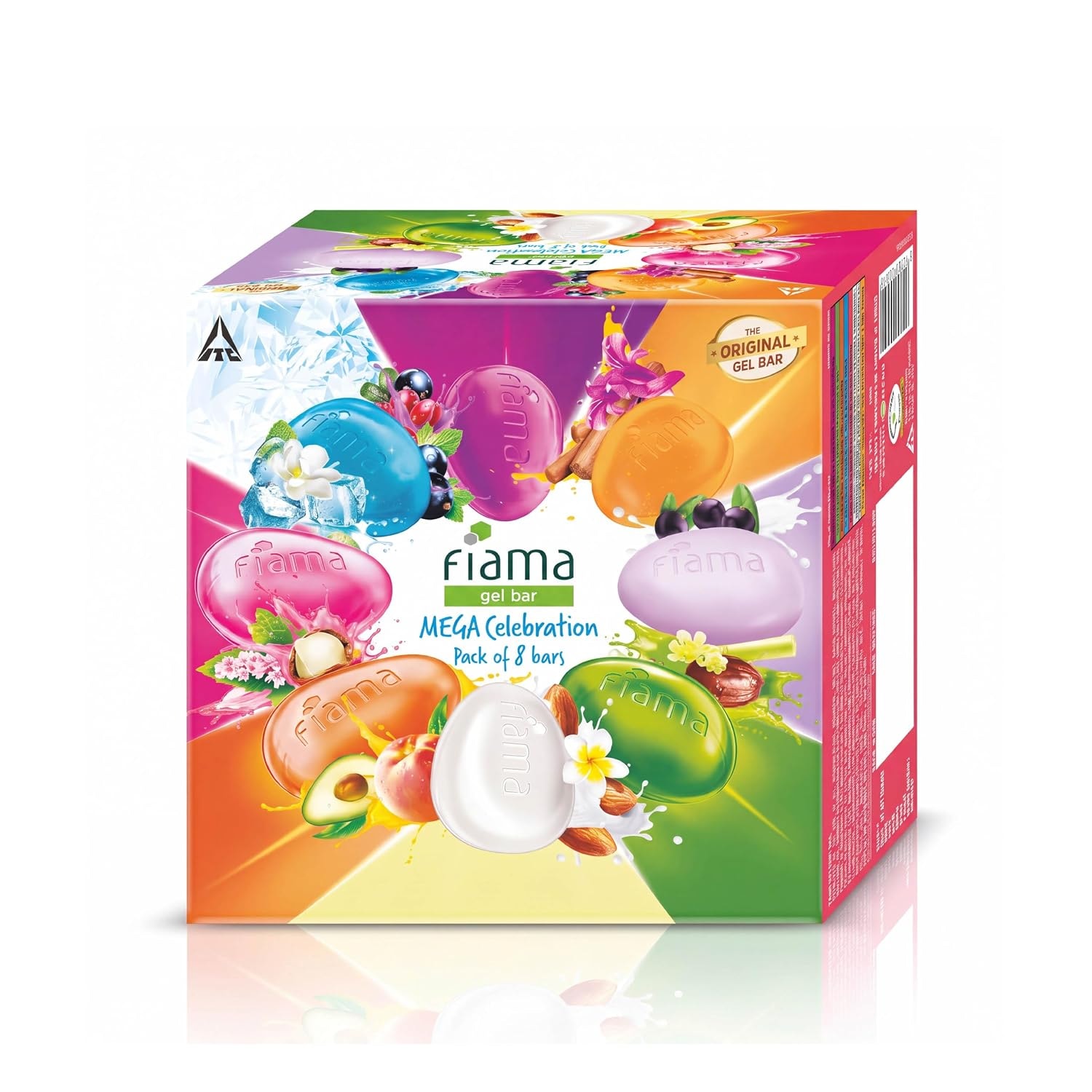 Fiama Gel Bar Mega Celebration Pack 1kg (125g Pack of 8) | 8 Unique Soap Variants | Moisturised Skin with 30% Smoothing Bod…