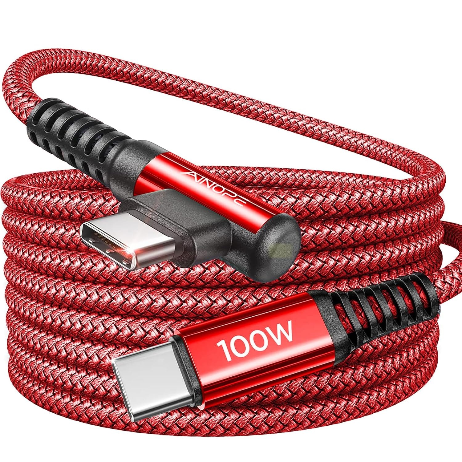 USB C to USB C Cable 100W [10ft 90 Degree], AINOPE Type C to Type C 20V/5A Super Fast Charging Nylon Braided Cable compatible with MacBook Pro 2020/19/18, iPad Pro 2020/18/Air 4, Galaxy S21/20/Note 20