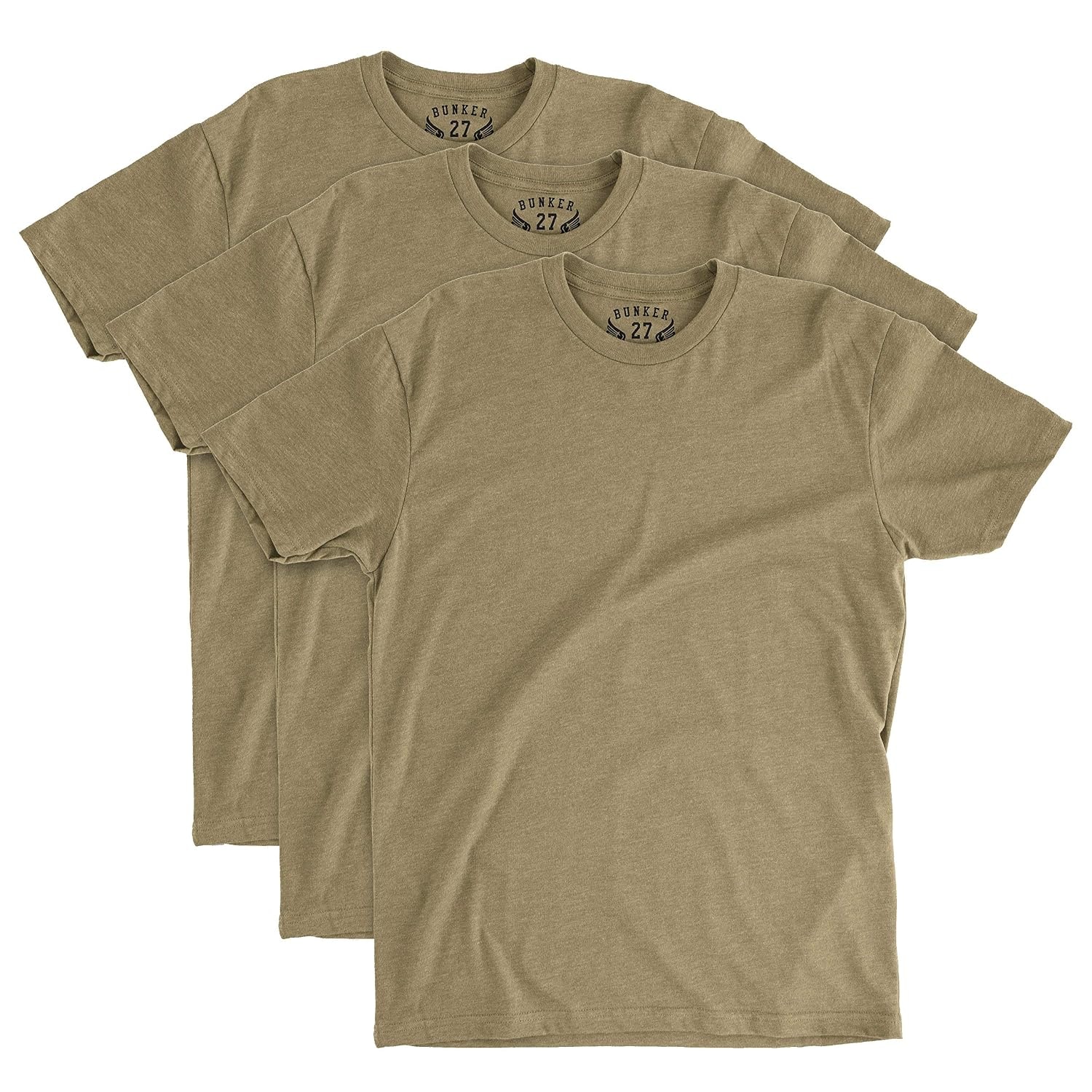 BUNKER 27 Coyote Brown T-Shirts Military OCP Undershirt, 3 Pack, Soft and Comfortable