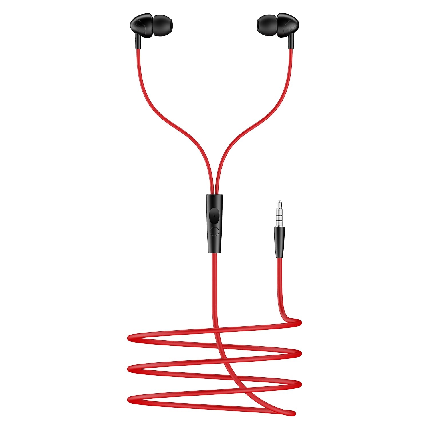 boAt Bassheads 211 Wired Earphones with 10mm Drivers, Signature Sound, in-Line Microphone, 3.5mm Jack, Voice Assistant & 120cm Cables (Ragin