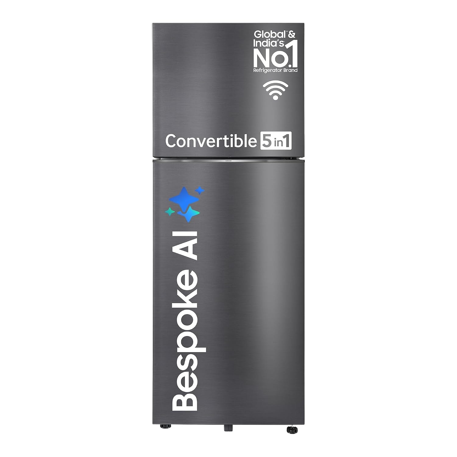 Samsung 396 L, 3 Star, Convertible 5-in-1, Digital Inverter, Frost Free Double Door, Bespoke AI WiFi Enabled Refrigerator (RT41DG6A4DB1HL, Black Matte/Black DOI)