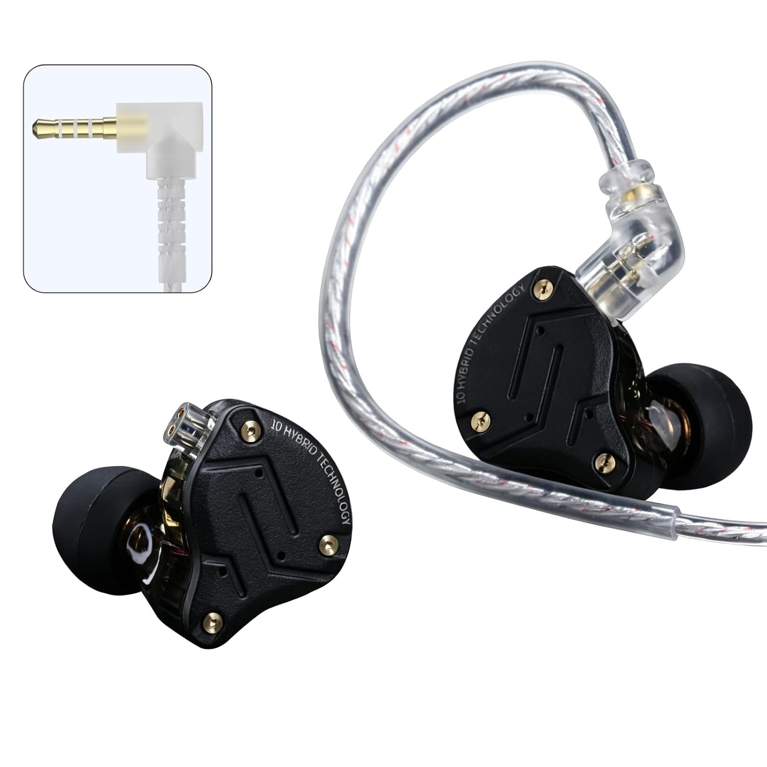 KZ ZS10 Pro 5-Driver in-Ear Earphones, Sand Black | HiFi Musician Monitor IEM, 4BA+1DD in-Ear Earbuds, Detachable 2-Pin Ca...
