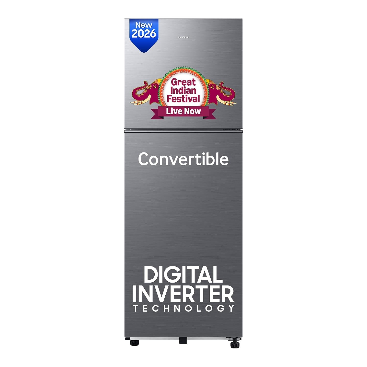 Samsung 236 L, 3 Star, Convertible, Digital Inverter Frost Free Double Door Refrigerator (RT40H28U3THL, Silver, Refined Inox, 2026 Model)