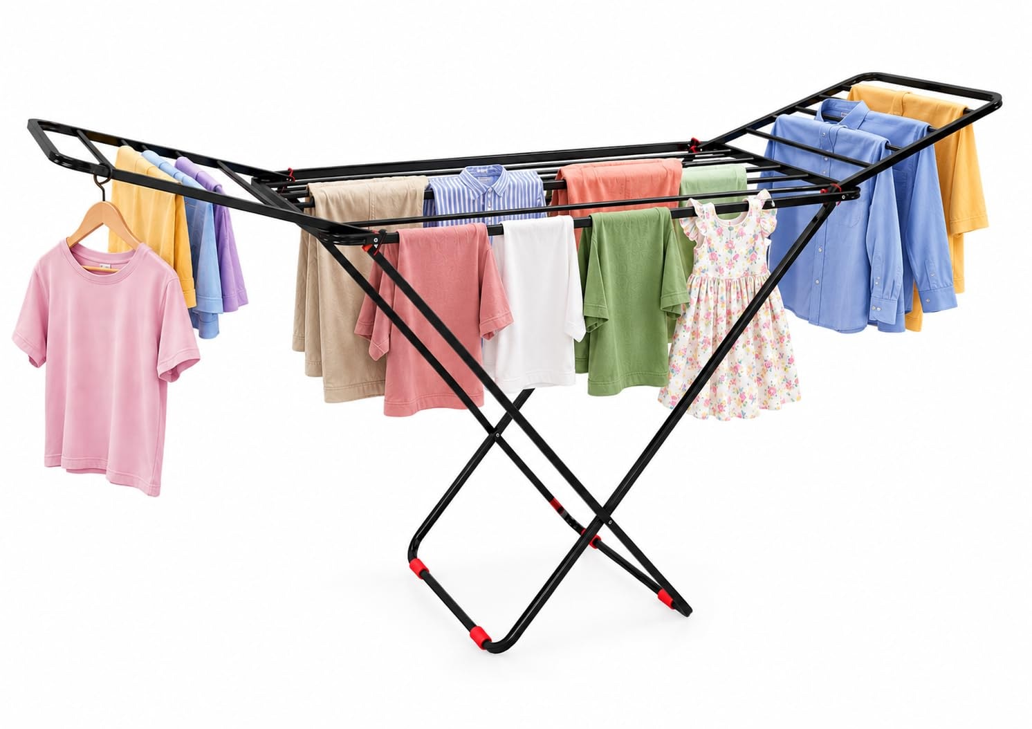 LiMETRO STEEL Foldable Clothes Drying Stand for Balcony & Indoor Use | Heavy Duty Mild Steel Laundry Rack | Space Saving Fo…