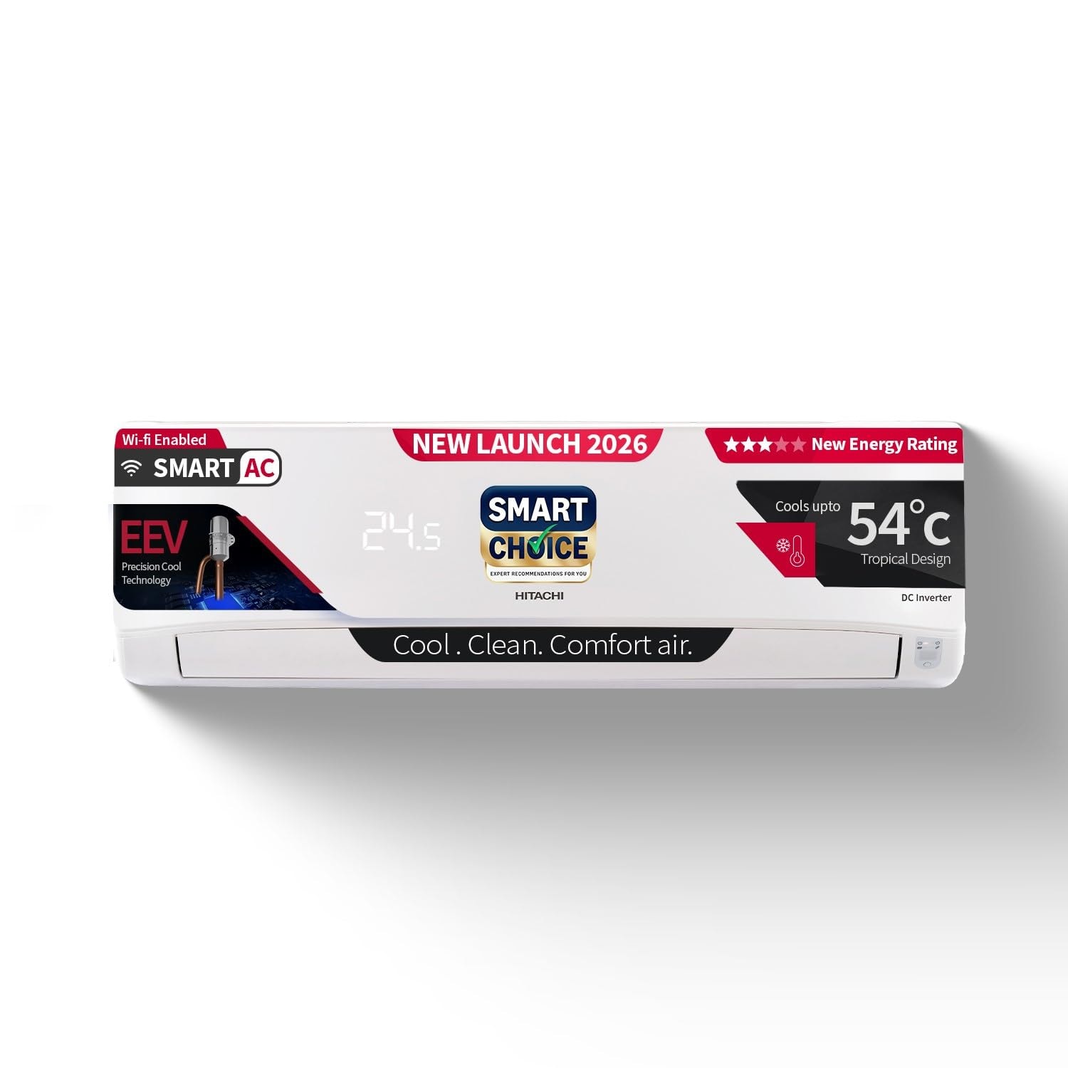 Hitachi 1.5 Ton 3 Star, New star rated, Inverter Split AC(Copper, Wi-Fi, Smart View Display, 4 Way Swing,RAS.D318PCD2BM, White)