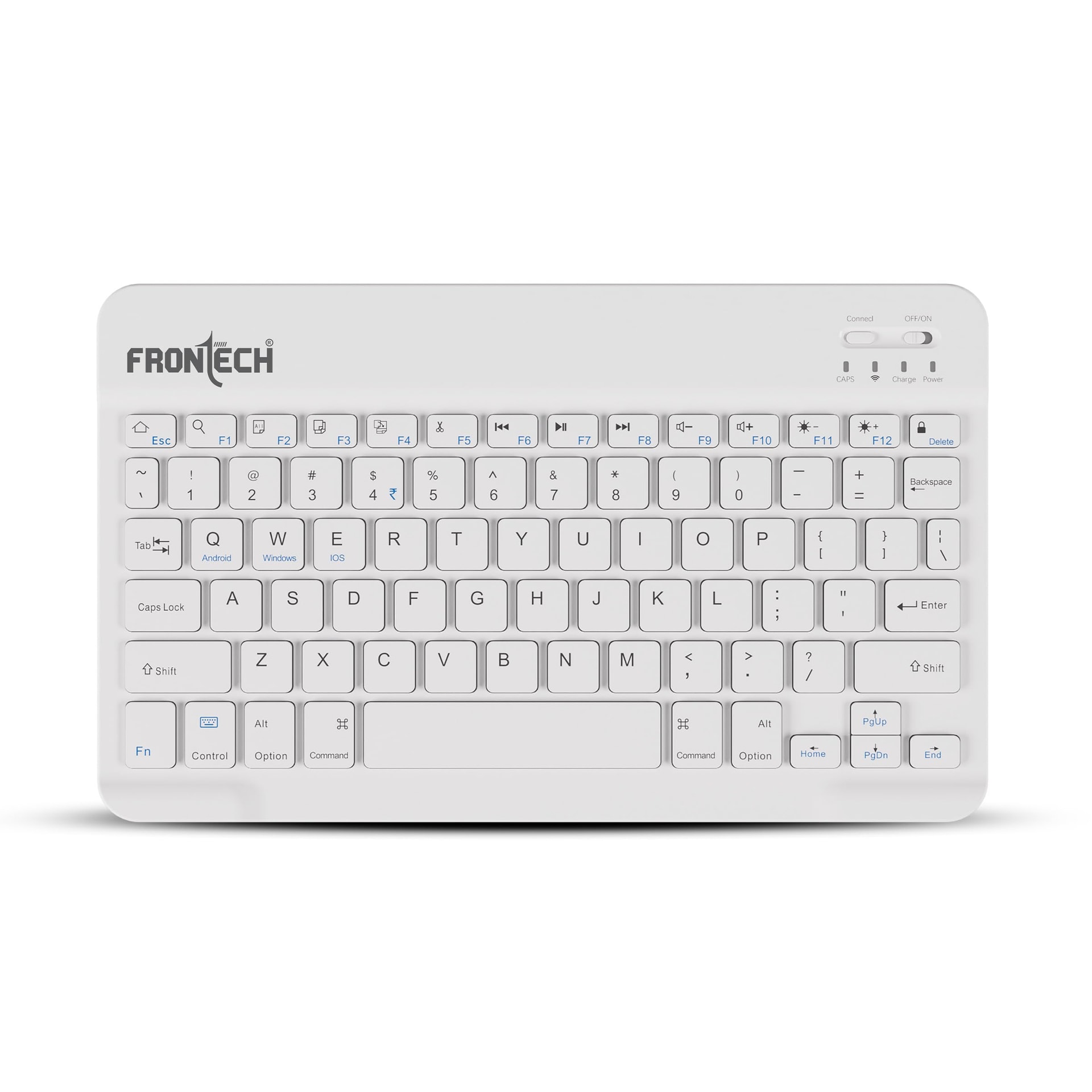 FRONTECH Wireless Mini Keyboard - 78 Keys, Bluetooth Connectivity, Rechargeable, Ultra Slim, Compact Design 1 Year Warranty (FT-1603AW)