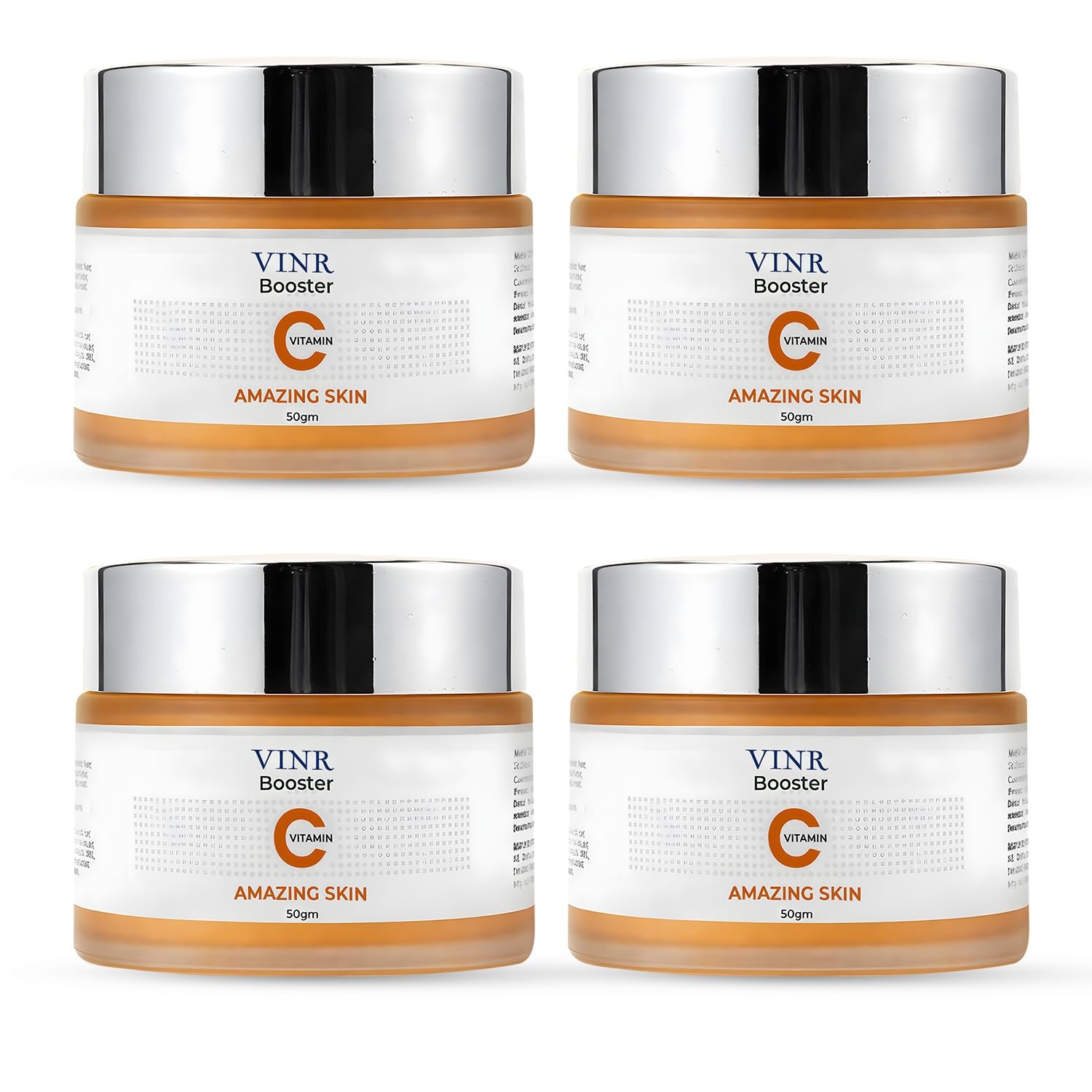 VINR 10% Vitamin C Face Moisturizer with 2% Niacinamide & Hyaluronic Acid| Infused With Vitis Vinifera Lightweight, Oil-Free, Brightening & Glowing Skin | Reduce Dullness – 50g (Pack of 4)