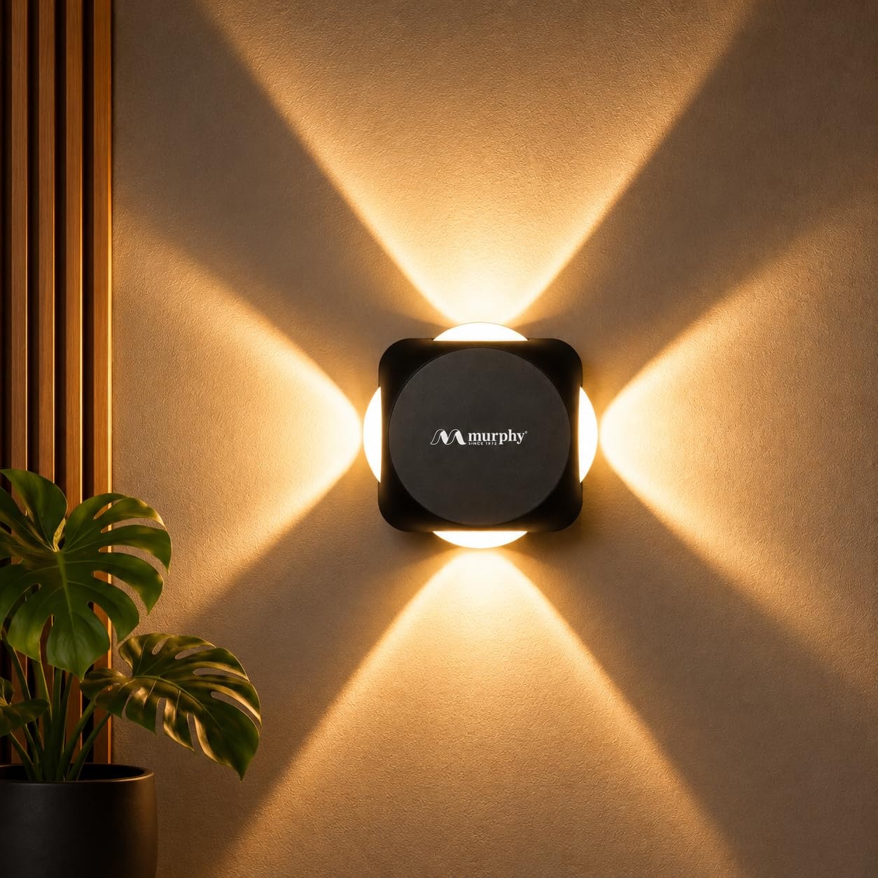 Murphy LED Outdoor Up/Down Wall Light - 6W, Warm White, (4 Multi-Directional Beams), IP65 Waterproof Aluminum Body, Pack of…